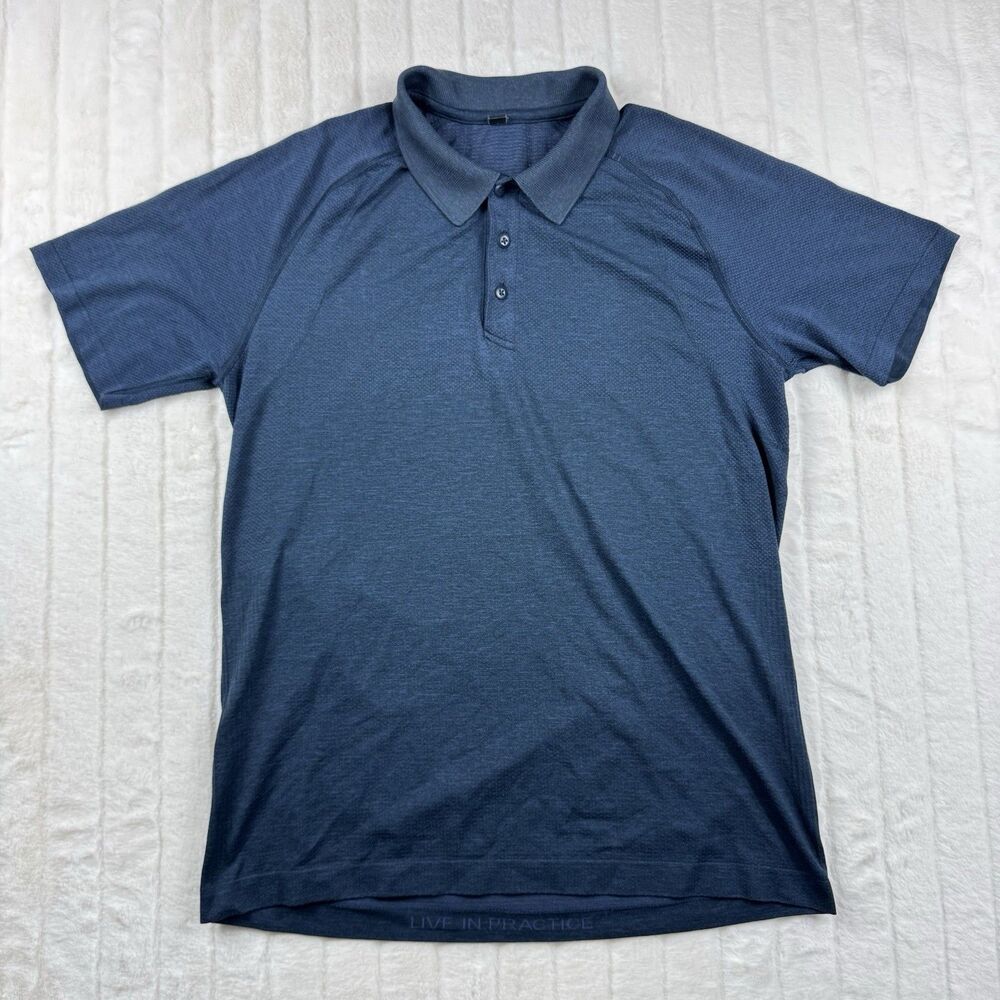 Lululemon Metal Vent Tech S/S Polo Shirt Men's M Navy Performance Stretch Sport